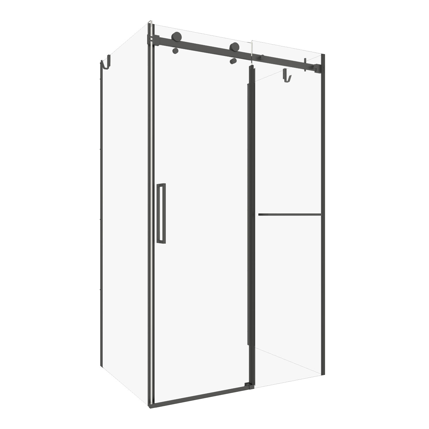 Shower door 54 x 32 on wall in matte black
